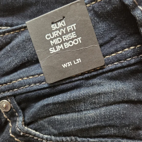 Silver Jeans Suki Curvy Fit Mid Rise Slim Boot Jeans 31x31 NWT - Picture 5 of 11
